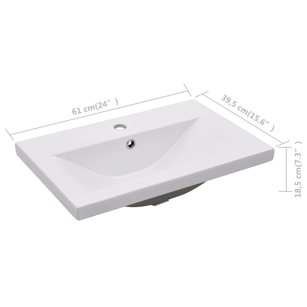 145061 vidaXL Built-in Basin 61x39,5x18,5 cm Ceramic White
