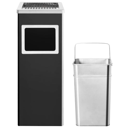 vidaXL Ashtray Dustbin 36 L Steel Black