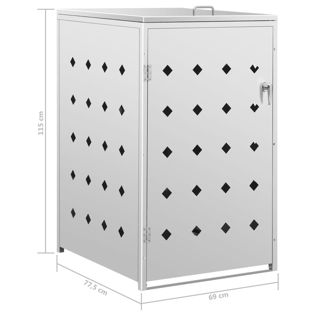 vidaXL Single Wheelie Bin Shed 240 L Stainless Steel