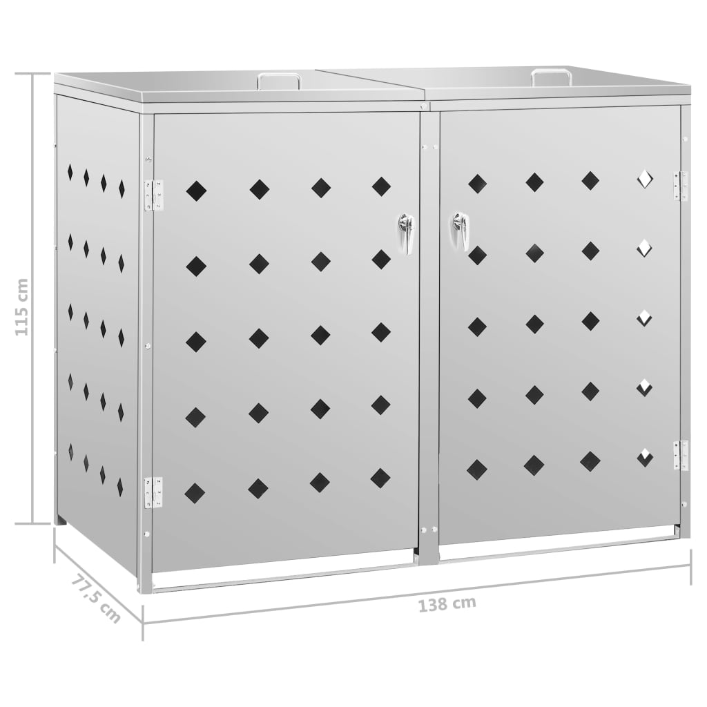 vidaXL Double Wheelie Bin Shed 240 L Stainless Steel
