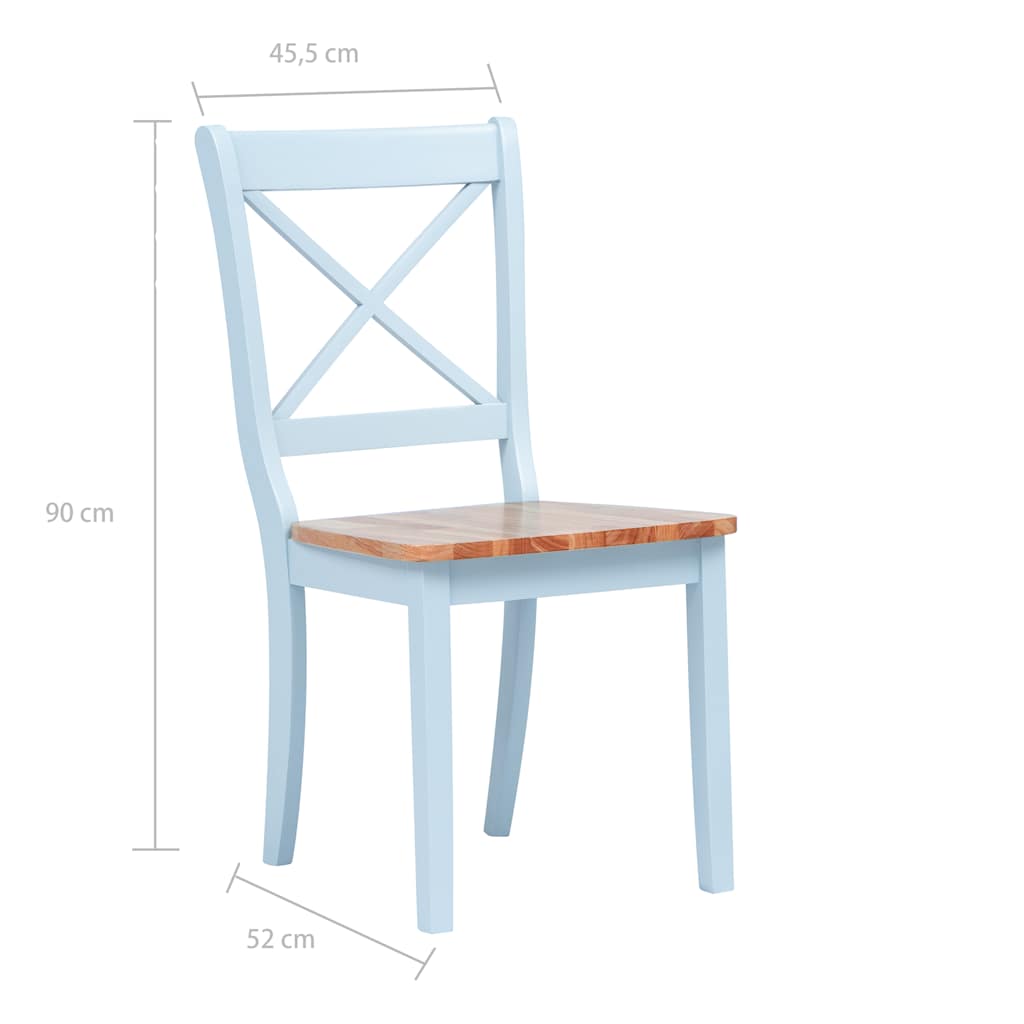 vidaXL Dining Chairs 6 pcs Grey and Natural Solid Rubber Wood