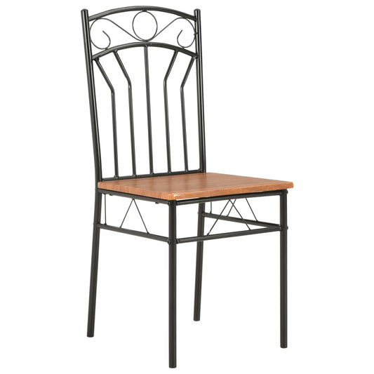 vidaXL Dining Chair | Set of 6 | Brown and black | MDF and steel | Standard