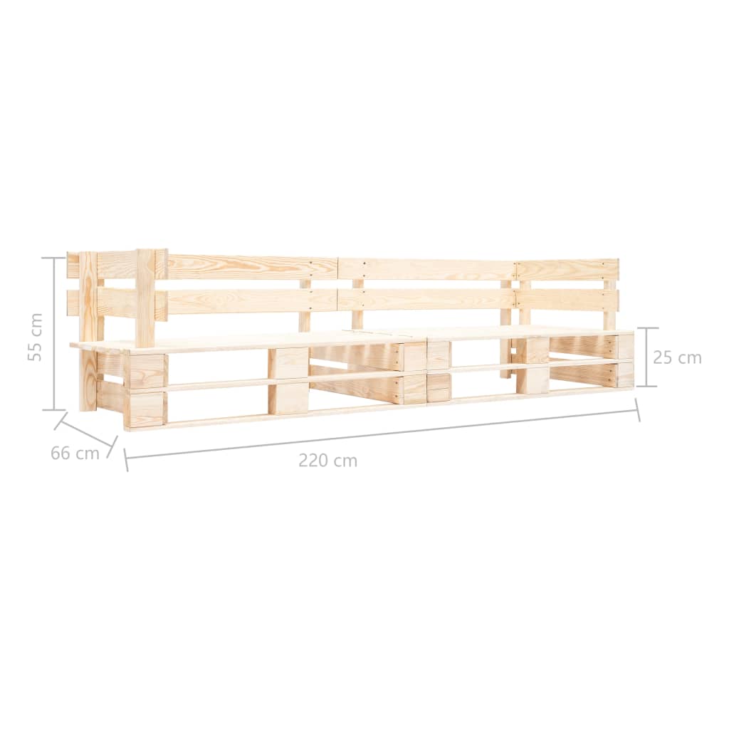 vidaXL Pallet Bench | Natural Wood | Impregnated pinewood | 220 cm | Durable