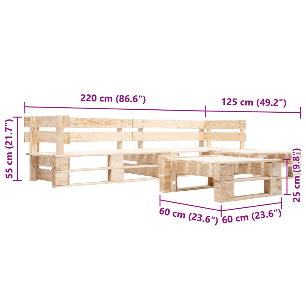 vidaXL Garden Lounge Set | Natural wood colour | Impregnated pinewood | Large