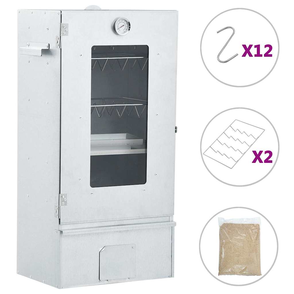 46528 vidaXL BBQ Oven Smoker with 1kg Wood Chips 44,5x29x83 cm