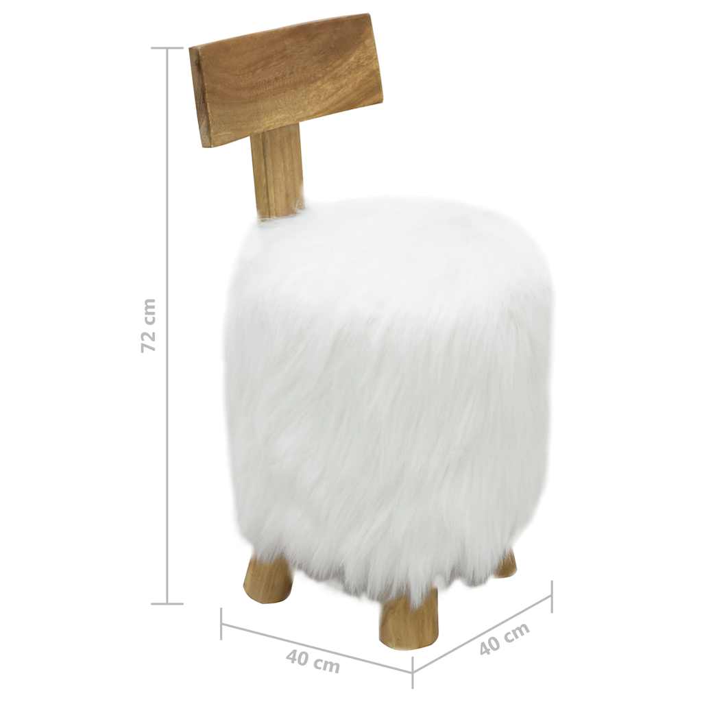 285207 vidaXL Stool White Solid Teak Wood