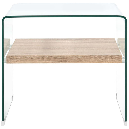 vidaXL Coffee Table | Clear and oak | Tempered safety glass and MDF | Compact