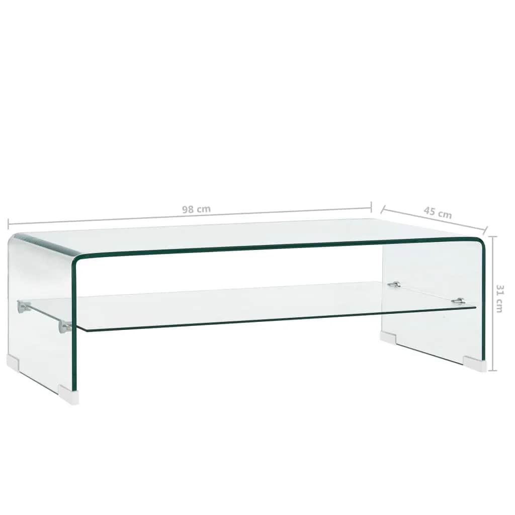 vidaXL Coffee Table | Clear | Tempered safety glass | Glass surface