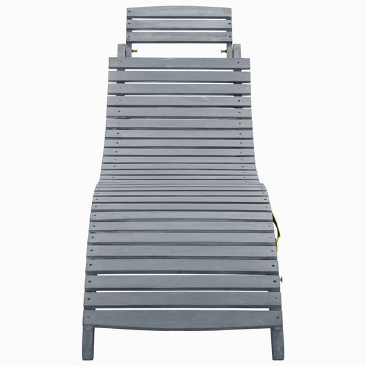 vidaXL Sun Lounger | Grey wash | Solid acacia wood | Standard Sun Lounger Size