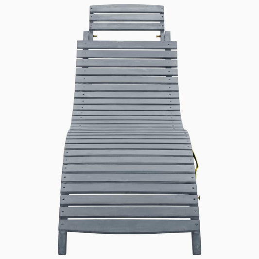 45959 vidaXL Sun Lounger Grey Wash Solid Acacia Wood