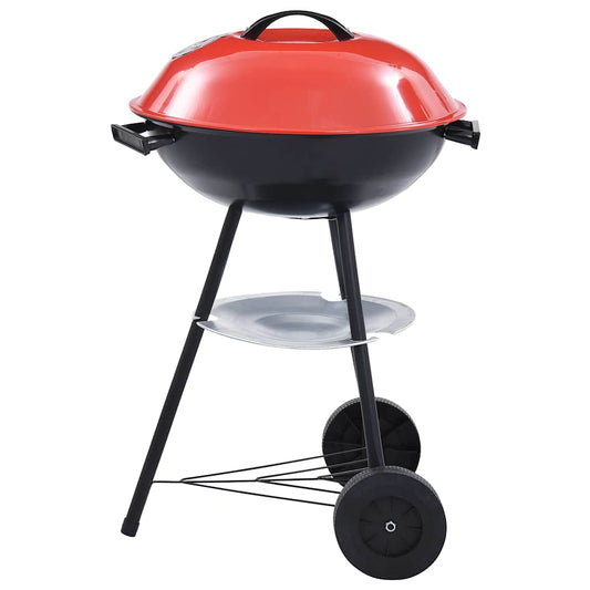 46611 vidaXL Portable XXL Charcoal Kettle BBQ Grill with Wheels 44 cm