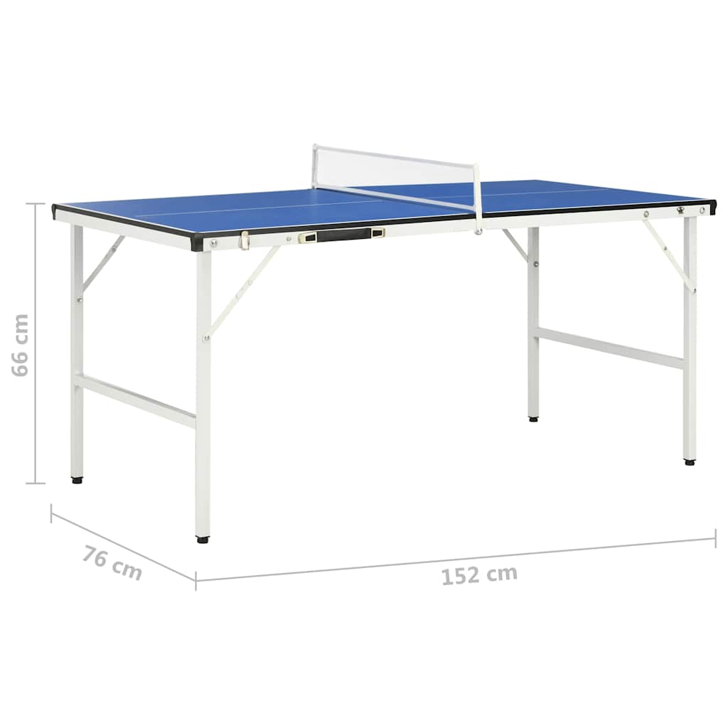 vidaXL 5 Feet Ping Pong Table with Net 152x76x66 cm Blue
