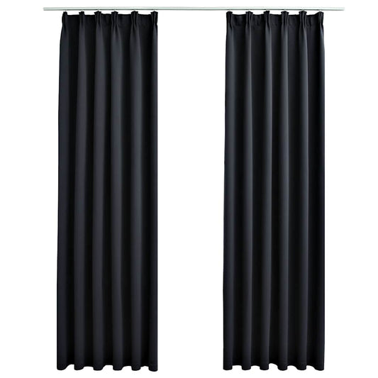 134416 vidaXL Blackout Curtains with Hooks 2 pcs Black 140x245 cm