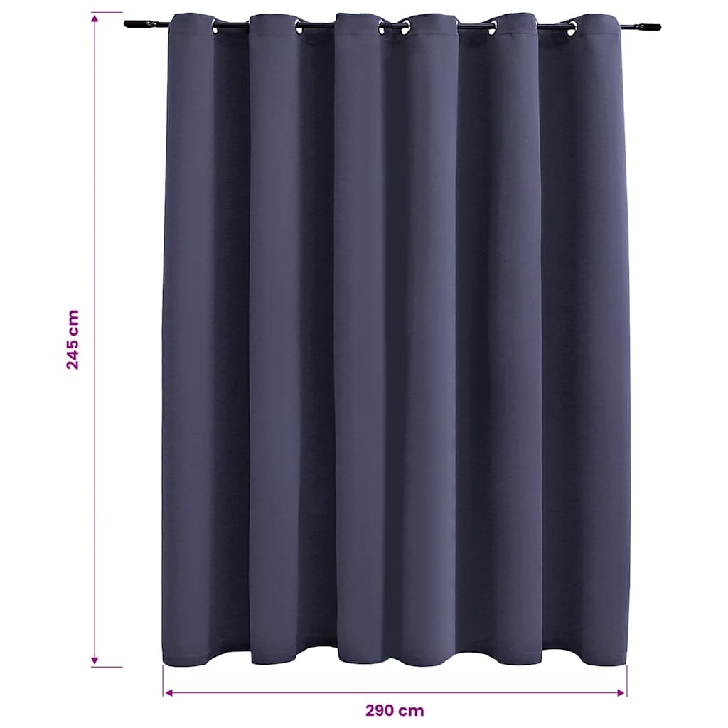134421 vidaXL Blackout Curtain with Metal Rings Anthracite 290x245 cm