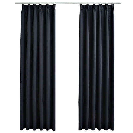 134424 vidaXL Blackout Curtains with Hooks 2 pcs Anthracite 140x245 cm