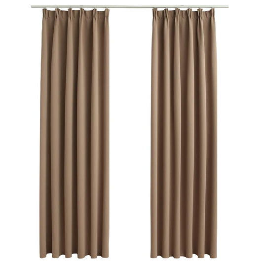 134440 vidaXL Blackout Curtains with Hooks 2 pcs Taupe 140x245 cm