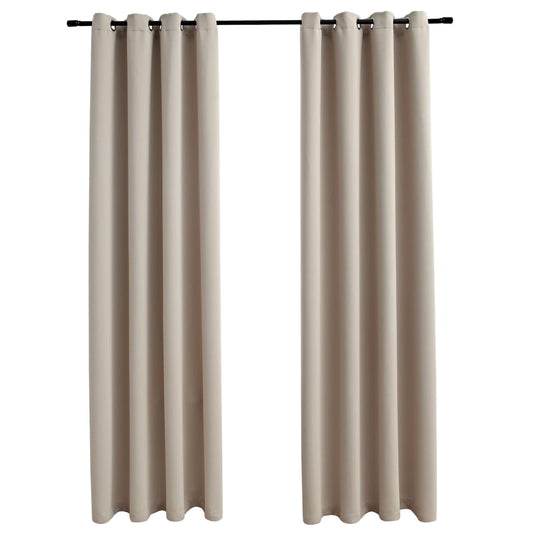 134442 vidaXL Blackout Curtains with Metal Rings 2 pcs Beige 140x175 cm