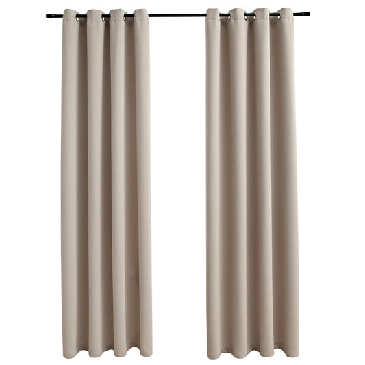 134444 vidaXL Blackout Curtains with Metal Rings 2 pcs Beige 140x245 cm