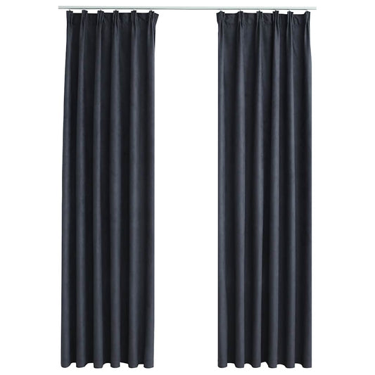 134461 vidaXL Blackout Curtains with Hooks 2 pcs Anthracite 140x175 cm