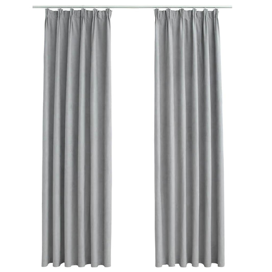 134467 vidaXL Blackout Curtains with Hooks 2 pcs Grey 140x175 cm
