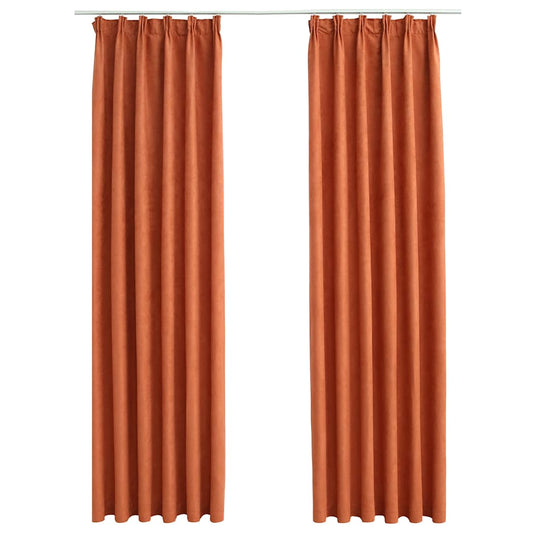 134473 vidaXL Blackout Curtains with Hooks 2 pcs Rust 140x175 cm