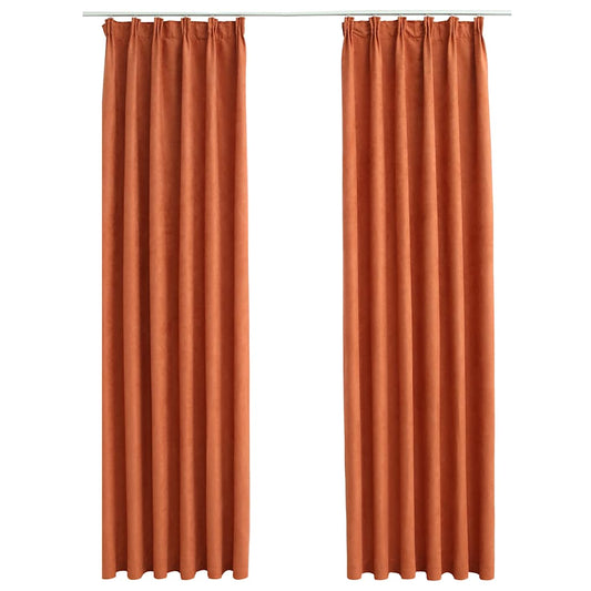 vidaXL Blackout Curtains with Hooks 2 pcs Rust 140x245 cm