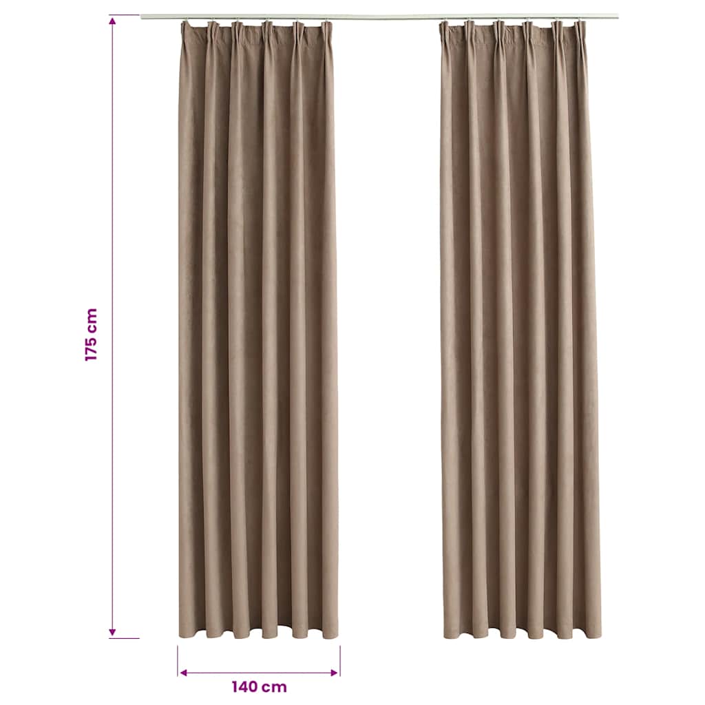vidaXL Blackout Curtains with Hooks 2 pcs Taupe 140x175 cm