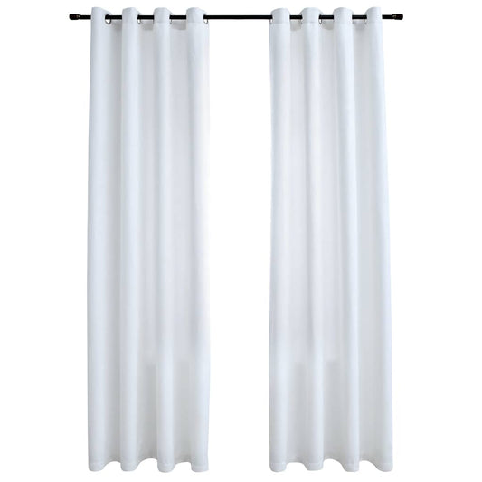 134483 vidaXL Blackout Curtains with Metal Rings 2 pcs Off White 140x225 cm
