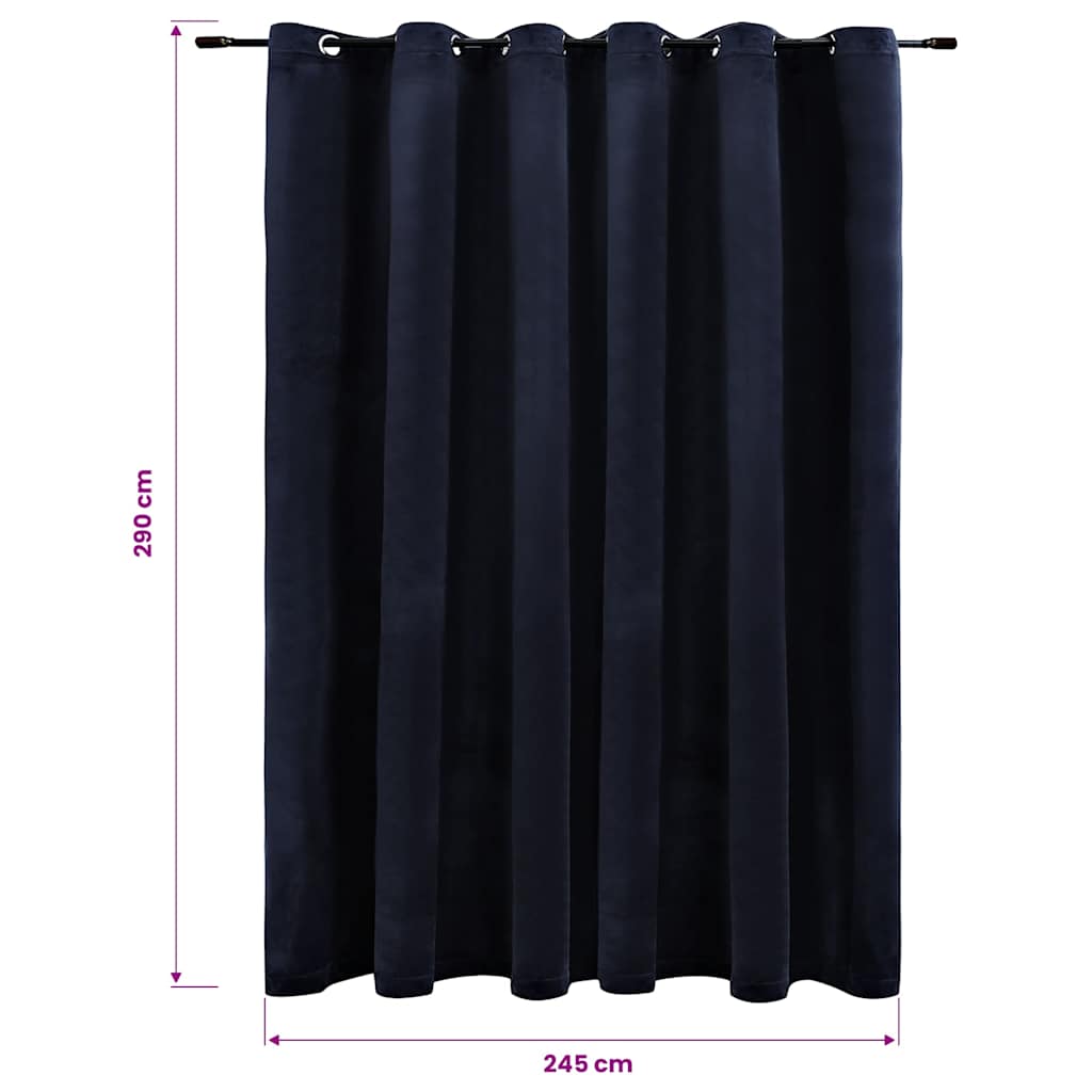 134491 vidaXL Blackout Curtain with Metal Rings Velvet Black 290x245 cm