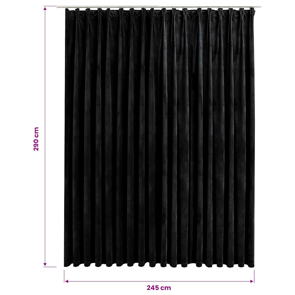 134495 vidaXL Blackout Curtain with Hooks Velvet Black 290x245 cm