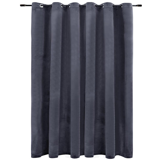 134499 vidaXL Blackout Curtain with Metal Rings Velvet Anthracite 290x245 cm