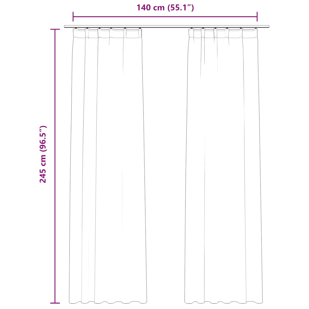 vidaXL Blackout Curtains 2 pcs with Hooks Velvet Anthracite 140x245 cm