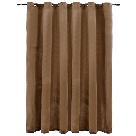 134507 vidaXL Blackout Curtain with Metal Rings Velvet Beige 290x245 cm