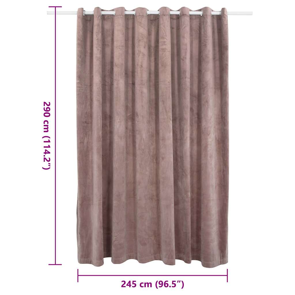 134523 vidaXL Blackout Curtain with Metal Rings Velvet Antique Pink 290x245 cm