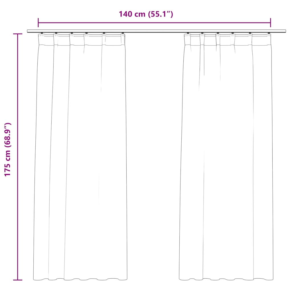 134524 vidaXL Blackout Curtains 2 pcs with Hooks Velvet Antique Pink 140x175cm