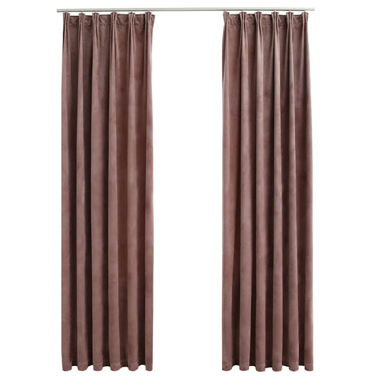 vidaXL Blackout Curtains 2pcs with Hooks Velvet Antique Pink 140x245cm