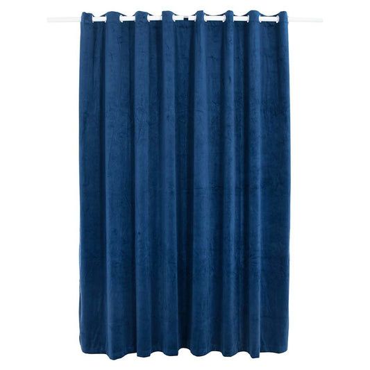 134531 vidaXL Blackout Curtain with Metal Rings Velvet Dark Blue 290x245 cm