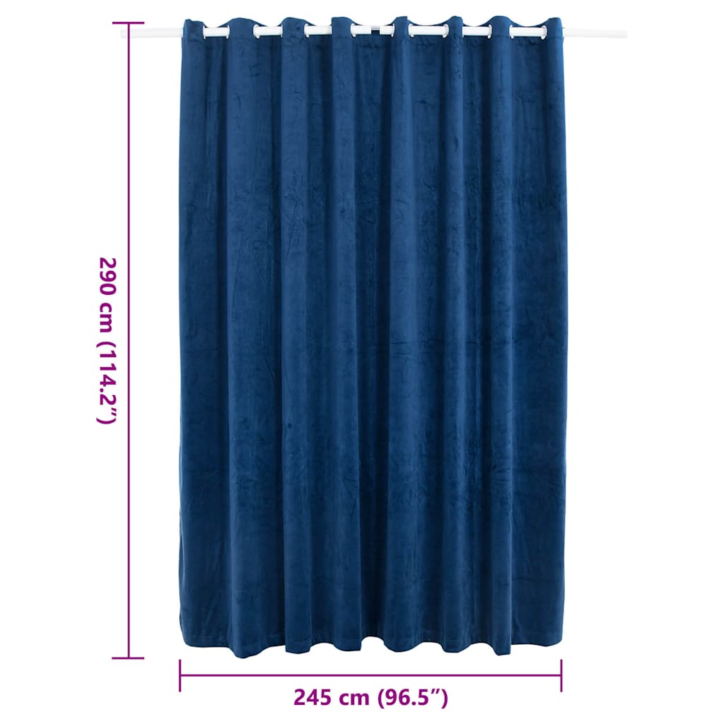 134531 vidaXL Blackout Curtain with Metal Rings Velvet Dark Blue 290x245 cm