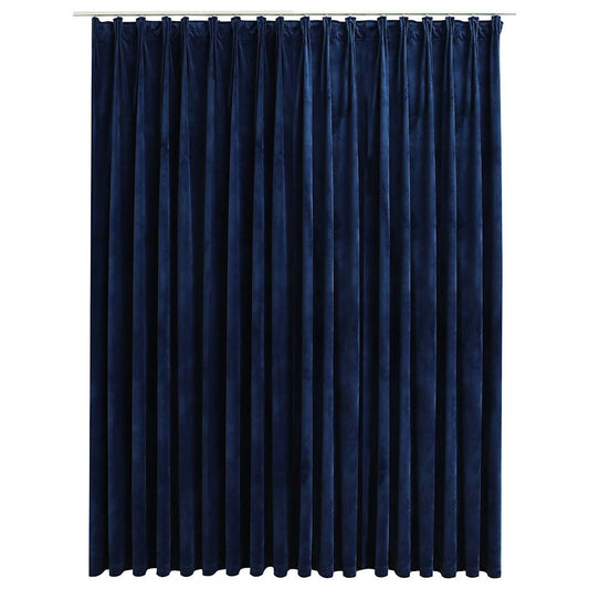134535 vidaXL Blackout Curtain with Hooks Velvet Dark Blue 290x245 cm