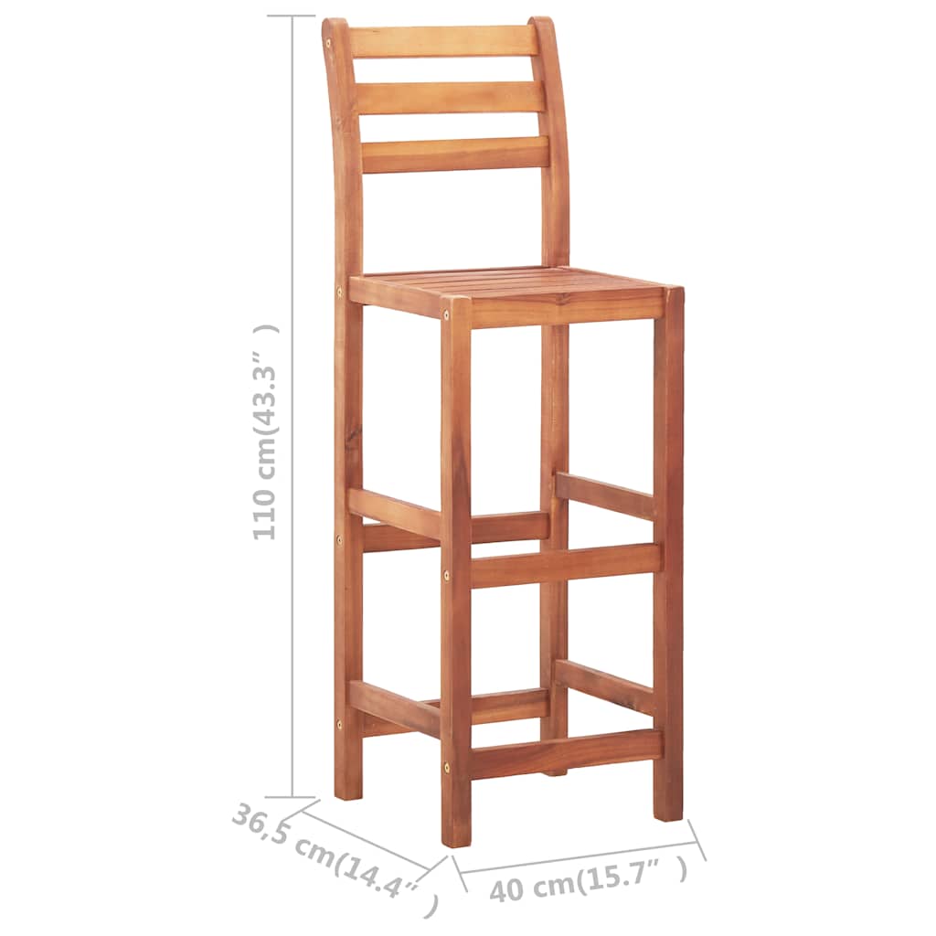 vidaXL Bar Chairs 2 pcs Solid Acacia Wood