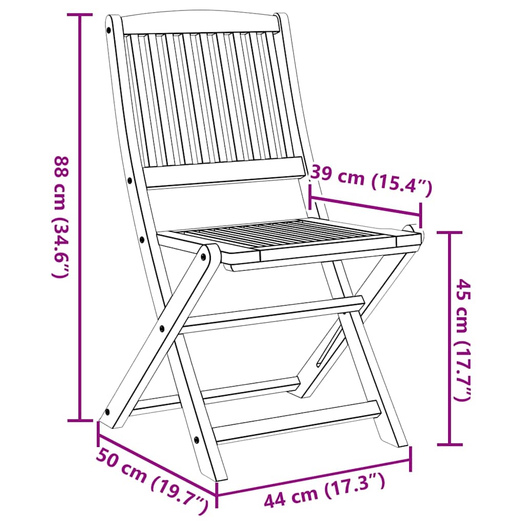 vidaXL Folding Chairs 2 pcs Solid Acacia Wood