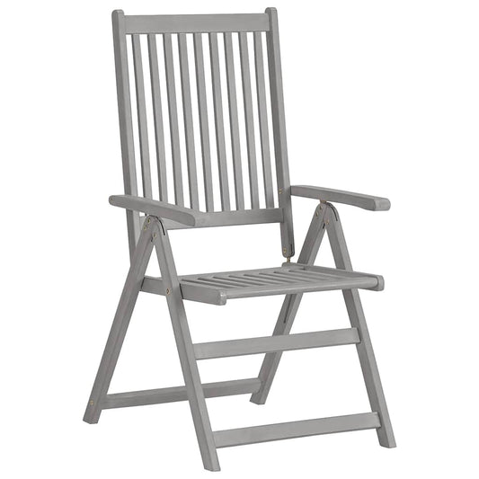 vidaXL Reclining Folding Chairs 2 pcs Grey Solid Acacia Wood