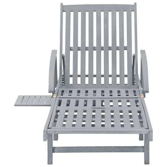 45939 vidaXL Garden Sun Lounger Grey Solid Acacia Wood