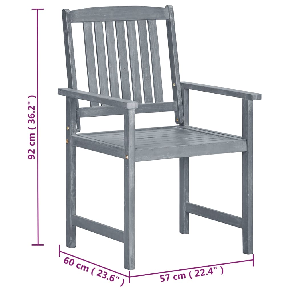 45944 vidaXL Garden Chairs 2 pcs Grey Solid Acacia Wood