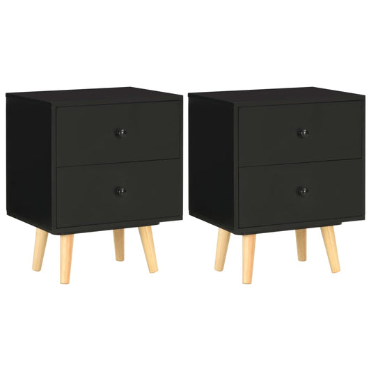 285225 vidaXL Bedside Cabinets 2 pcs Black 40x30x50 cm Solid Pinewood