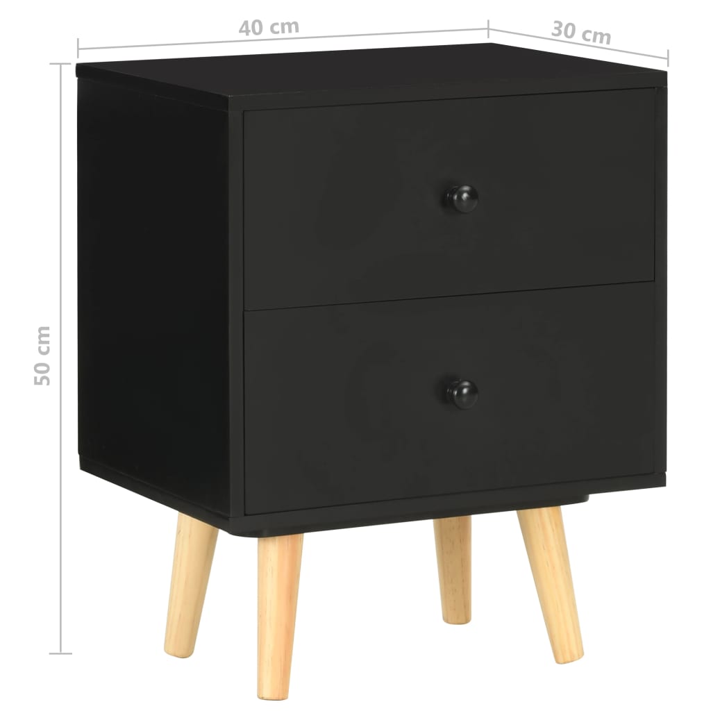 285225 vidaXL Bedside Cabinets 2 pcs Black 40x30x50 cm Solid Pinewood