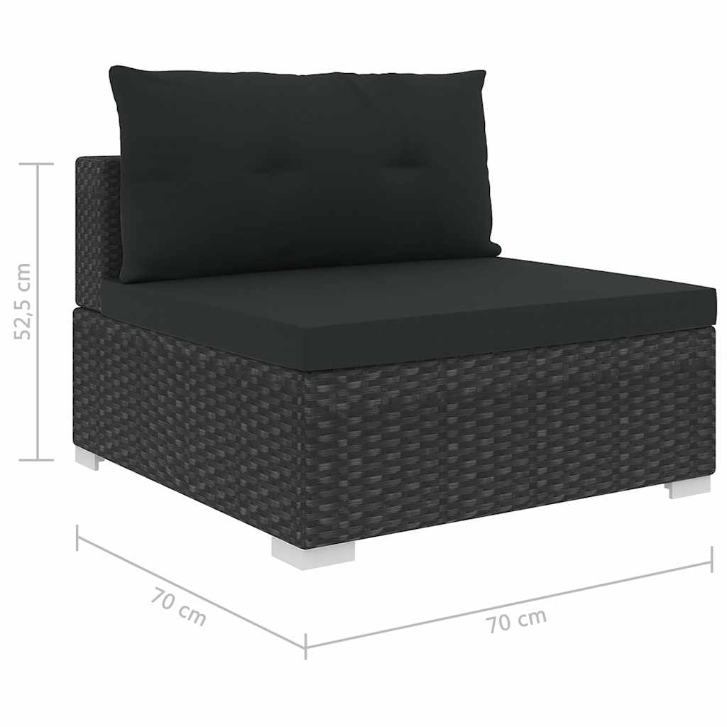 46745 vidaXL 6 Piece Garden Lounge Set with Cushions Poly Rattan Black