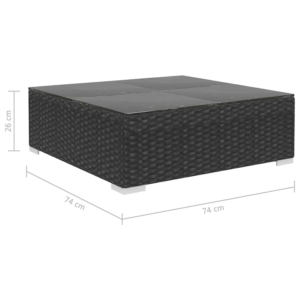 46746 vidaXL 6 Piece Garden Lounge Set with Cushions Poly Rattan Black
