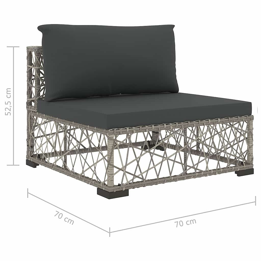 46813 vidaXL 5 Piece Garden Lounge Set with Cushions Poly Rattan Grey