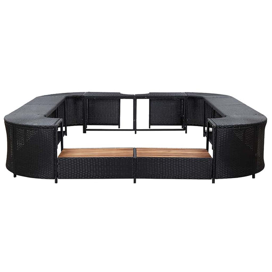 46073 vidaXL Square Spa Surround Black 268 x 268 x 55 cm Poly Rattan